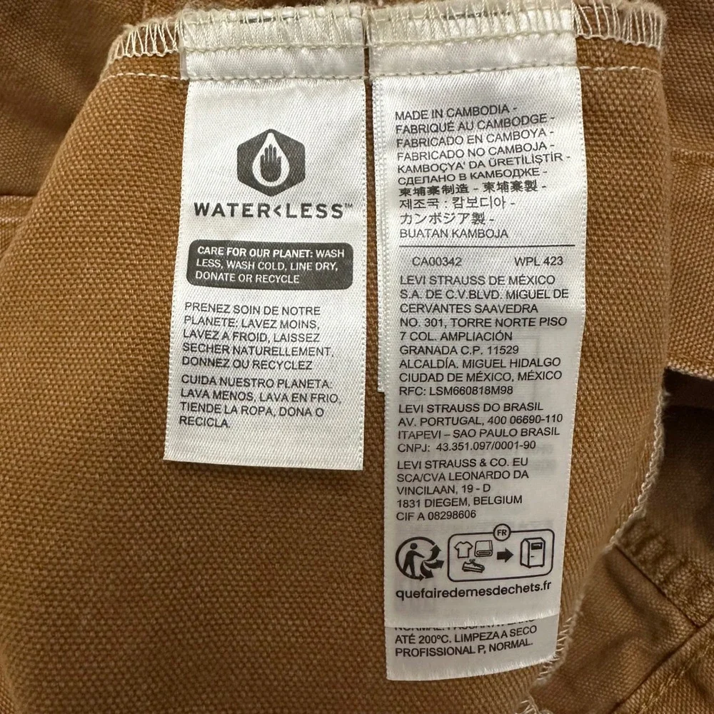 Levi's Mens Trucker Jacket Brown Cotton Canvas WaterLess Button Up Size S - Picture 10 of 12